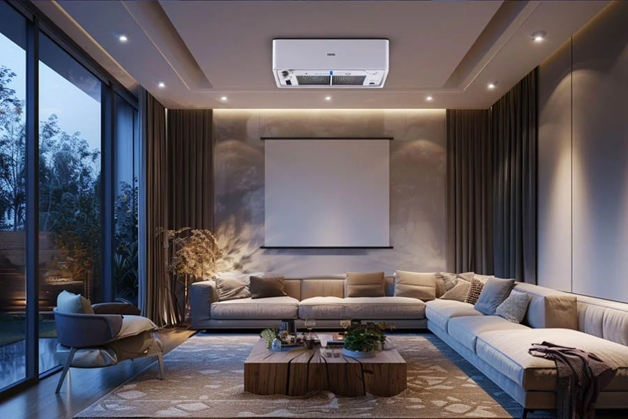 projector tv in living room