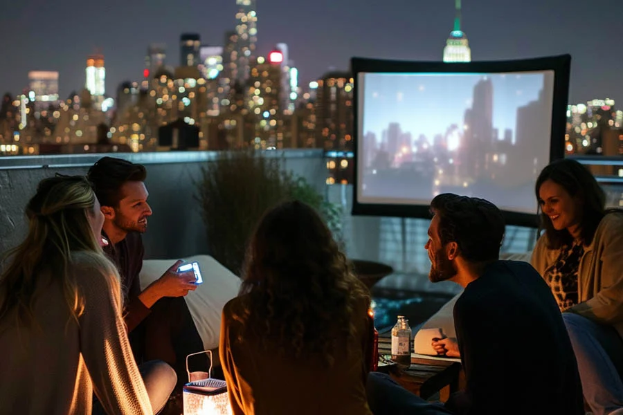 projector tv in living room